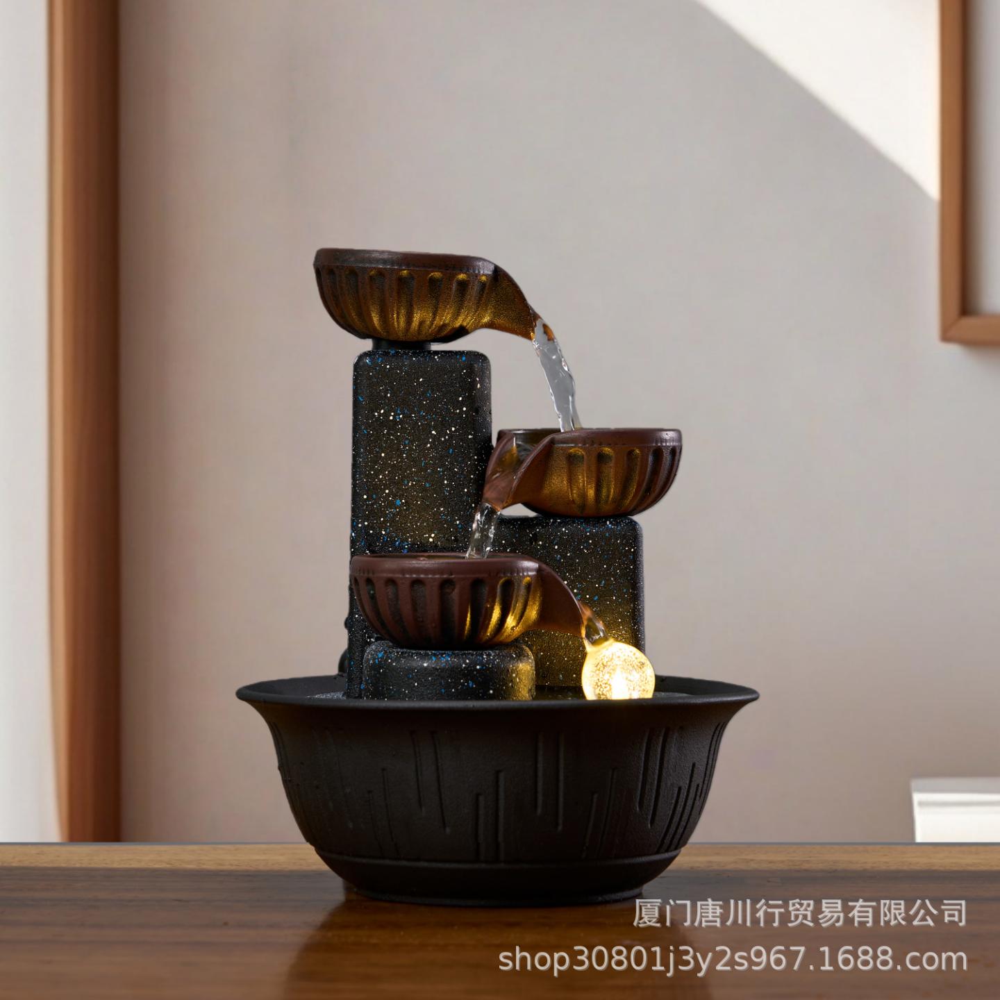 外贸桌面流水摆件循环生财风水轮