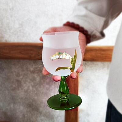 水晶玻璃杯中古高脚杯铃兰花杯