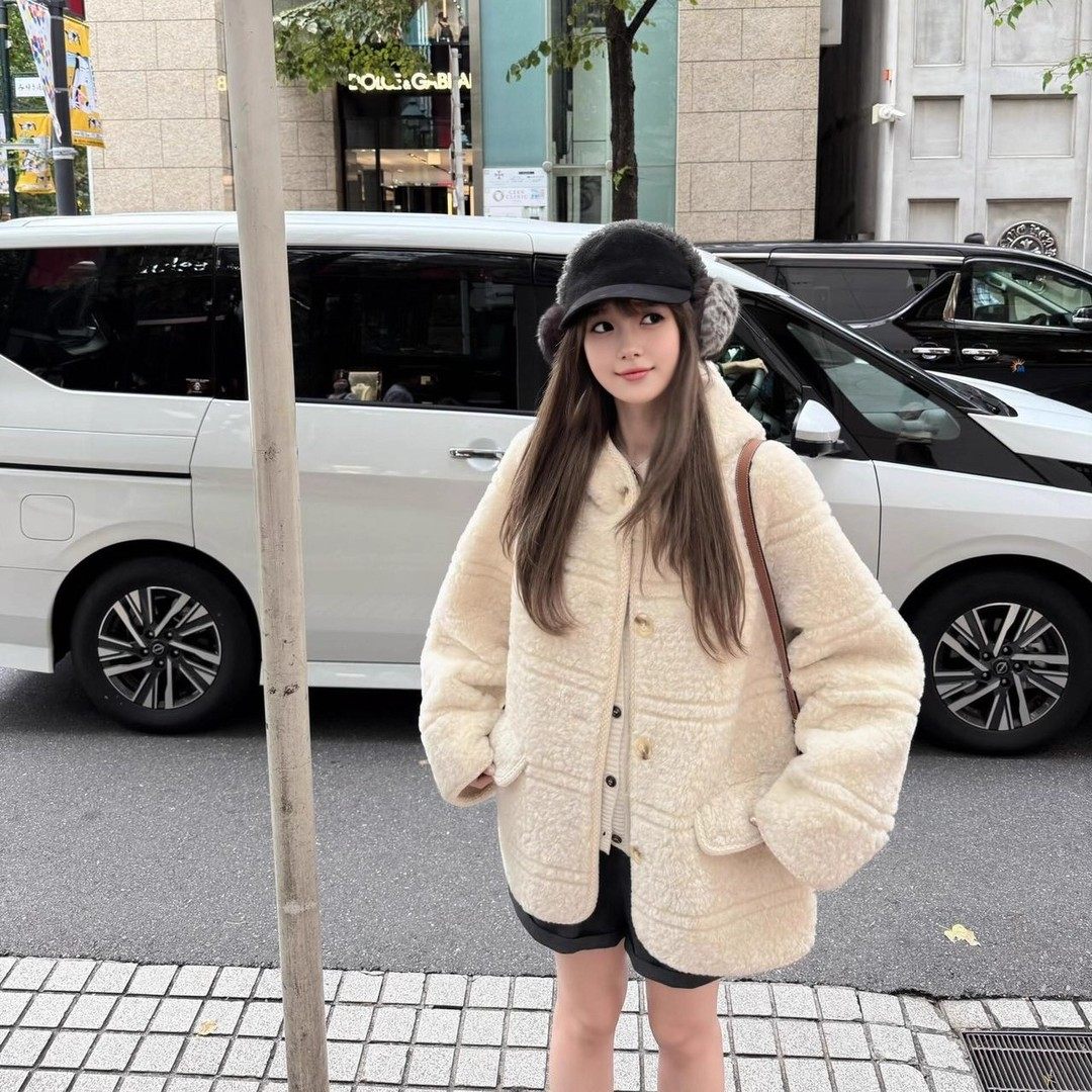 Fraya慵懒风连帽仿羊羔毛外套女冬季加厚保暖皮毛一体条纹大衣,女装/女士精品,皮草,淘宝优惠券,粉丝福利购,淘宝优惠卷