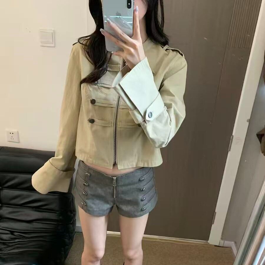 军旅风短外套修身显瘦复古辣妹