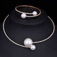 FASHION WOMEN SIMPLE SIMULED Pearl Bridal Jewelry Sets Cry
