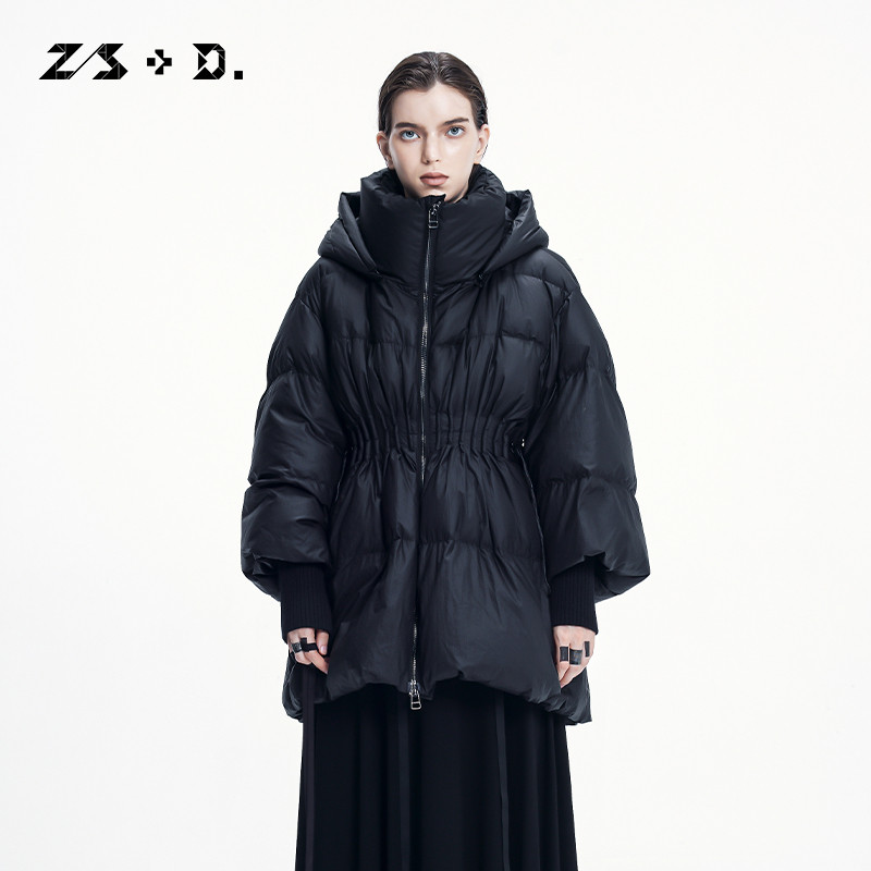 ZS+D双绉工艺鹅绒收腰修身保暖连帽羽绒服女冬装761A626Z