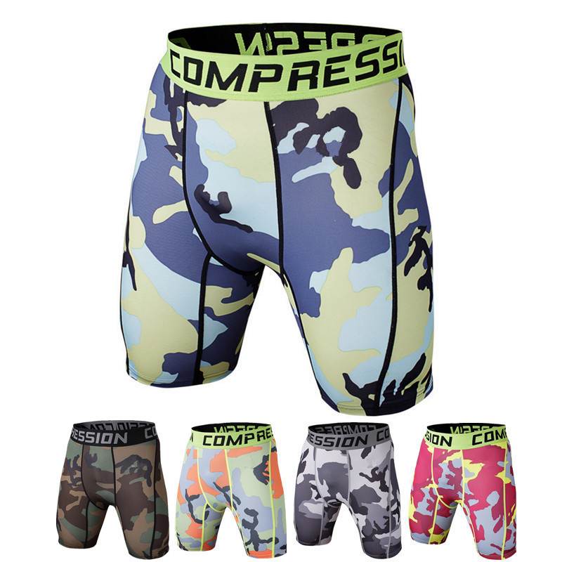 Mens Compression Gym Shorts Crossfit Camo Bermuda Tights男裤