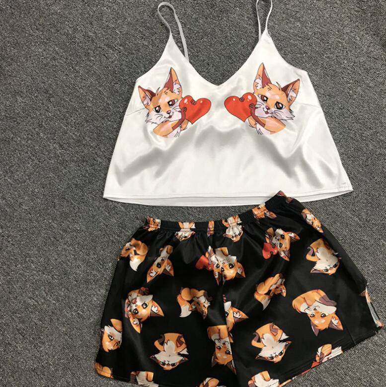 Summer New Print Camisole Shorts Pajama Sets夏季印花分体套装