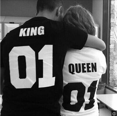 Women tshirt Couple T-shirt棉短袖情侣装Punk HipHop KingQueen