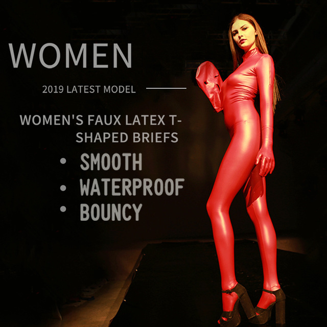 超弹力皮性感束身性感红色仿乳胶开眼口全包连体紧身衣男女装舞台