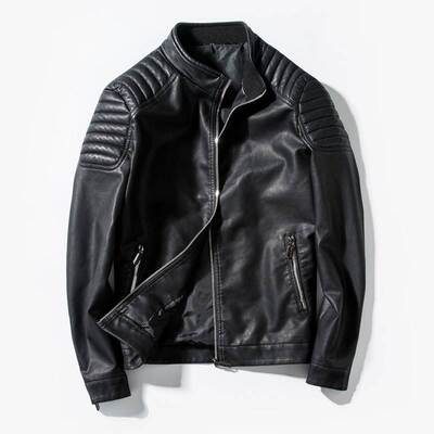 Men autumn Leather coat boy Casual motorcycle leather jacket