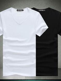修身 男士 v领短袖 shirts Casual t恤韩版 Unisex 夏装 纯色打底衫
