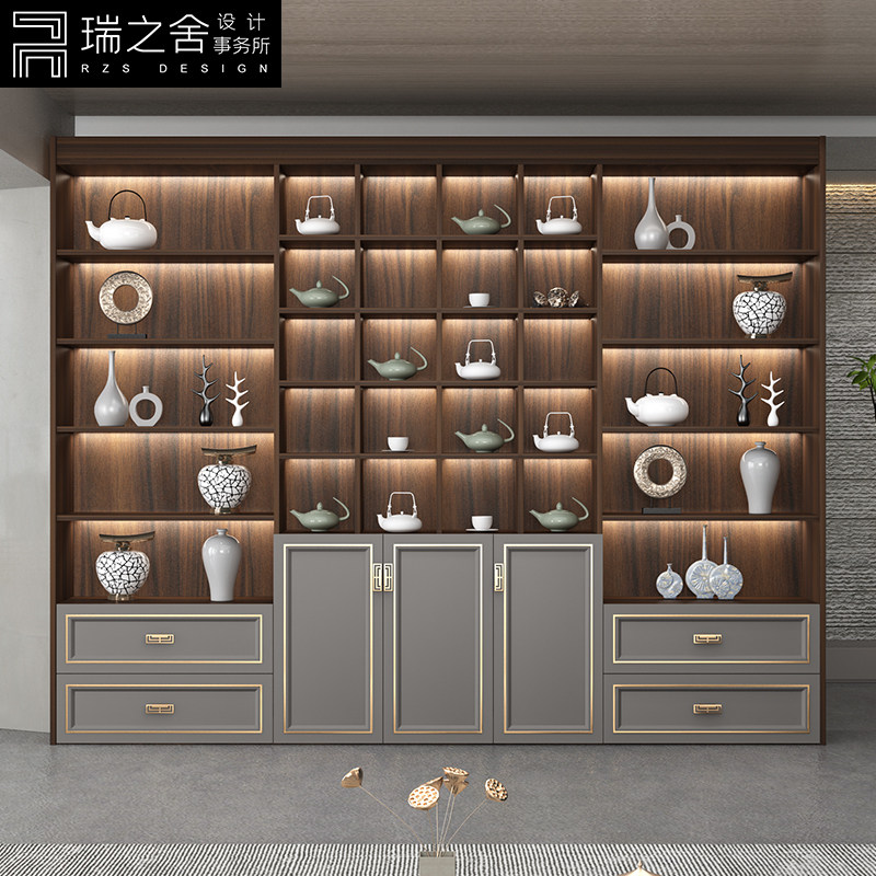 新中式风格茶叶展柜博古架图片