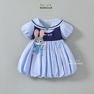 朱迪cos女童夏季兔子警官短袖连衣裙生日宝宝纯棉儿童公主裙子夏