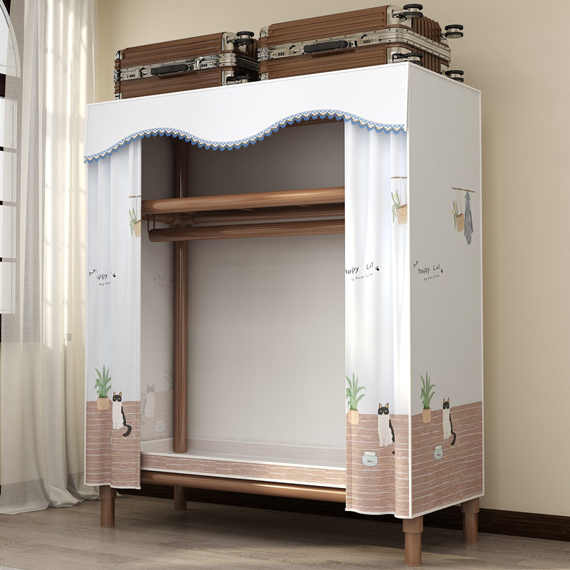 单人宿舍简易衣柜家用卧室出租房用全钢架组装布衣柜小户型挂衣橱