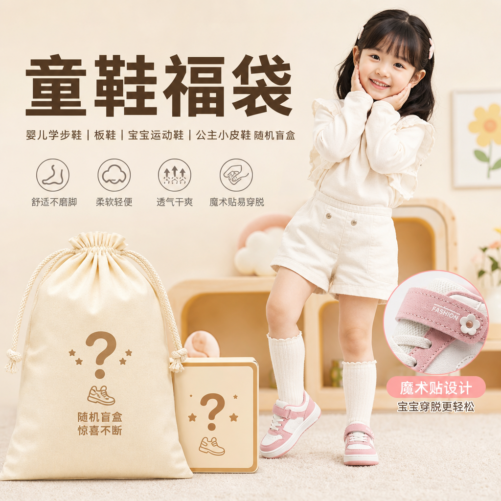【童鞋福袋】婴儿学步鞋板鞋宝宝运动鞋公主小皮鞋款式随机盲盒