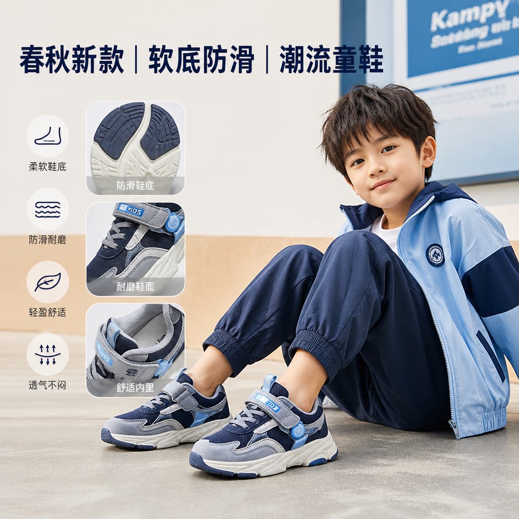 儿童运动鞋男童休闲鞋春秋季新款网红潮流童鞋软底防滑男孩跑步鞋