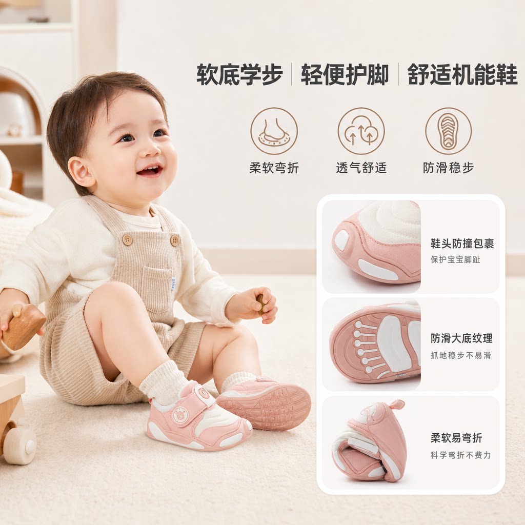 毛毛虫学步鞋男宝宝鞋子春秋款婴儿鞋软底小童鞋女童1一5岁机能鞋