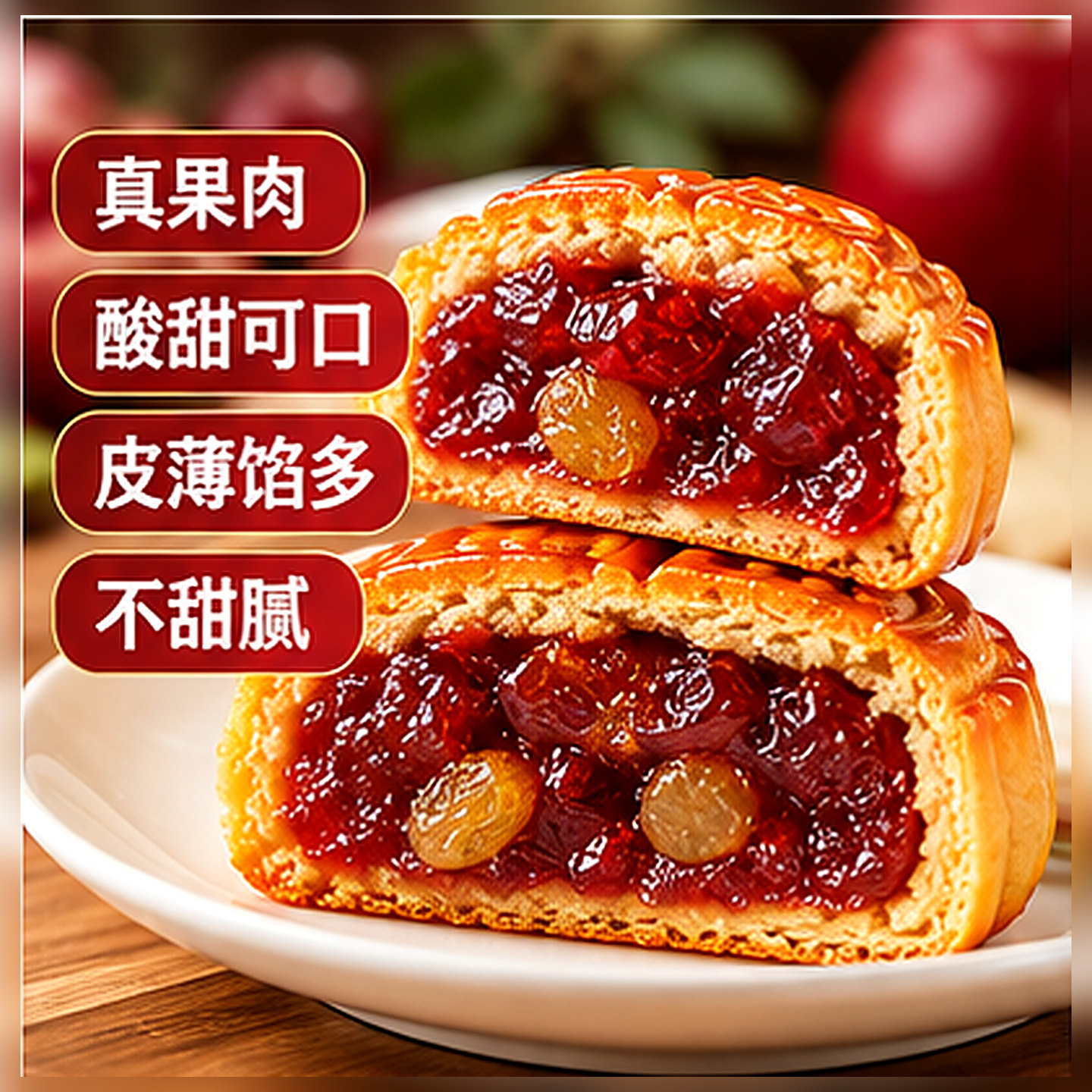 老式广东水果馅月饼凤梨水蜜桃草莓哈密瓜多口味甜而不腻混合口味