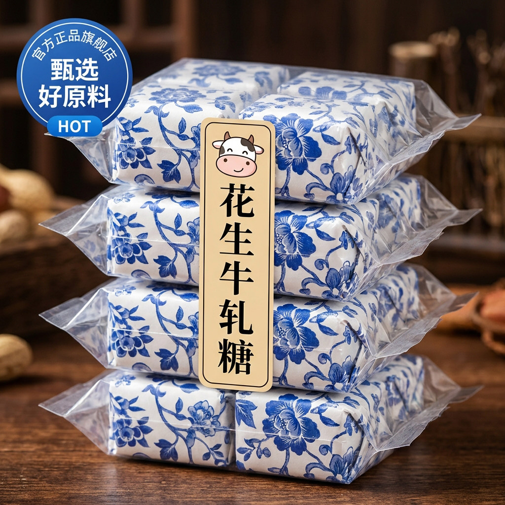 老式花生牛轧糖结婚喜糖年货糖果零食官方旗舰店台湾牛轧糖咸味新