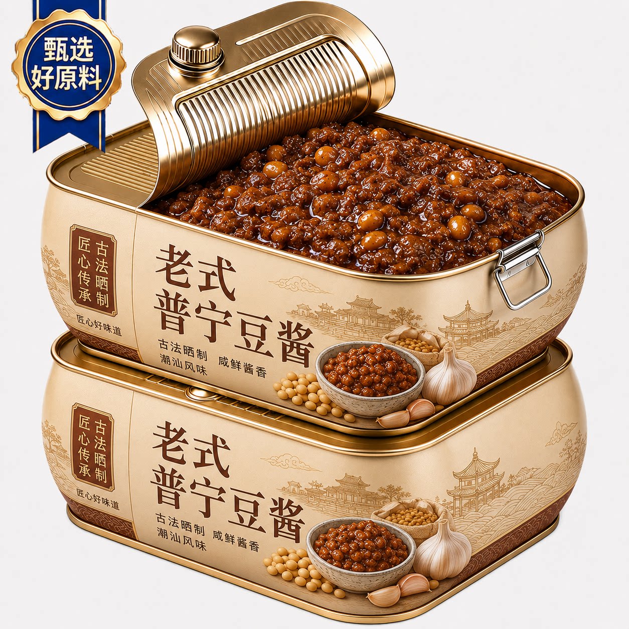 正宗潮汕普宁豆酱官方旗舰店老字号无添加黄豆酱调味品蒸鱼炒菜