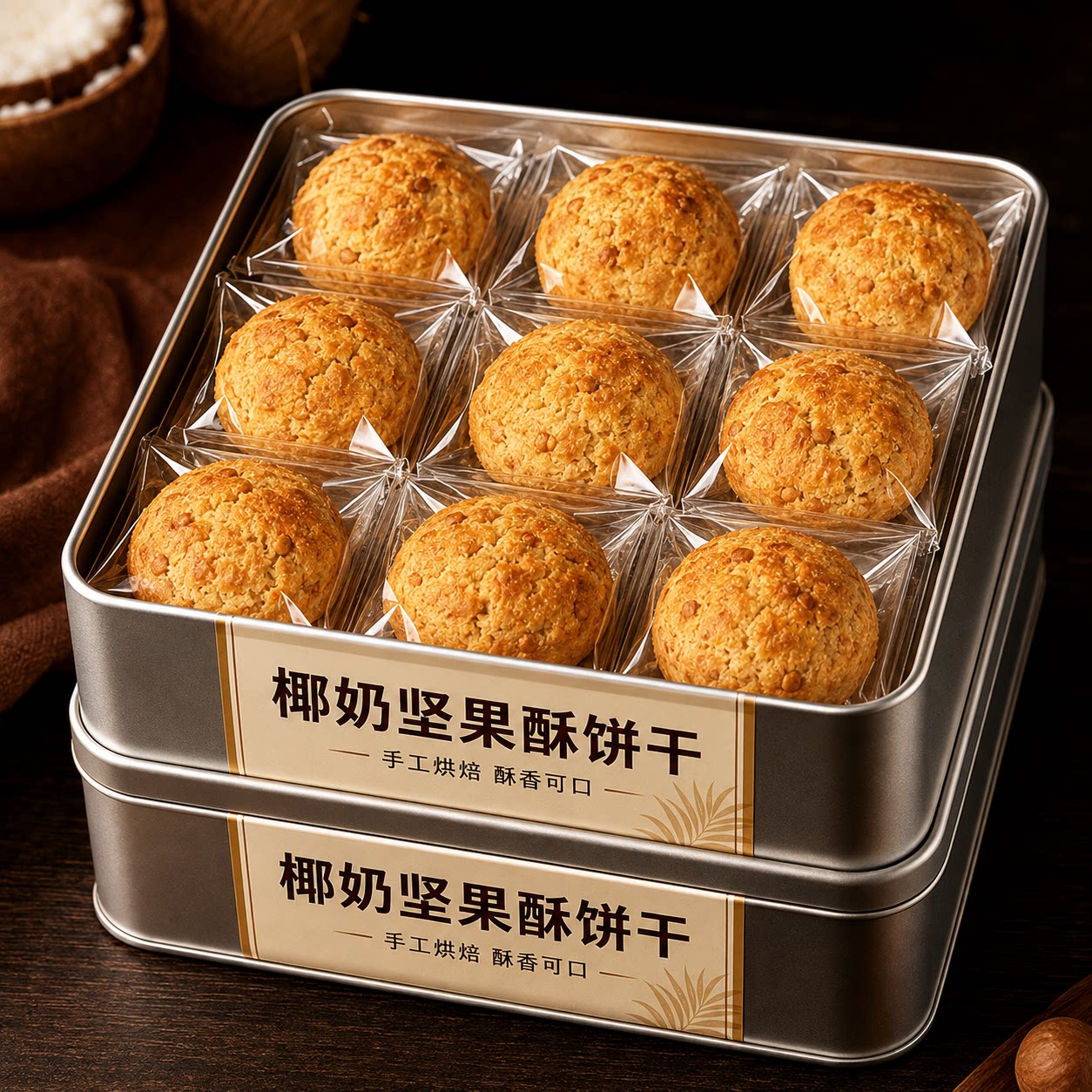 椰奶坚果酥曲奇饼干小包装核桃酥休闲独立包装解馋糕点椰蓉小食品图片