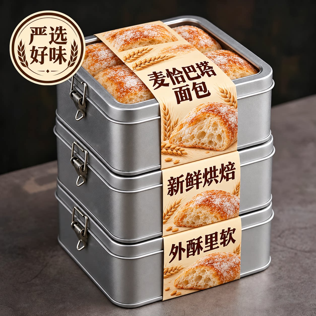 正品低脂全麦恰巴塔面包无糖无油早餐独立包装会员超市官方旗舰店图片