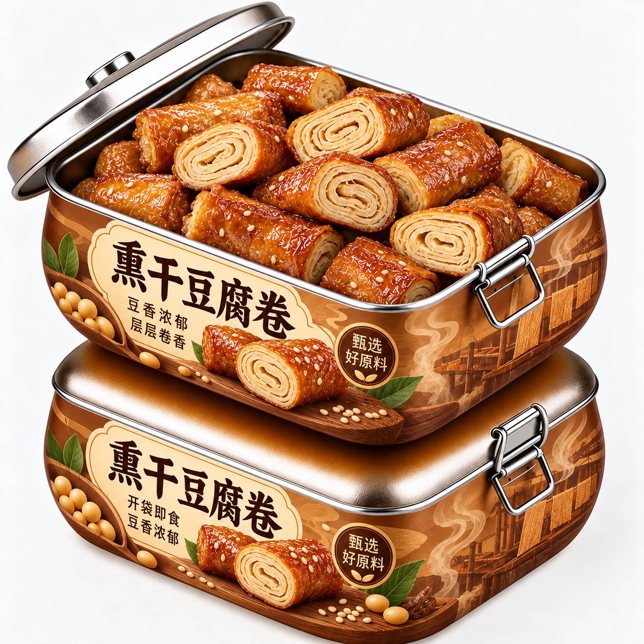 锦州熏干豆腐卷东北特产鸡汁五香熏豆卷豆皮千张风味豆制品熟食
