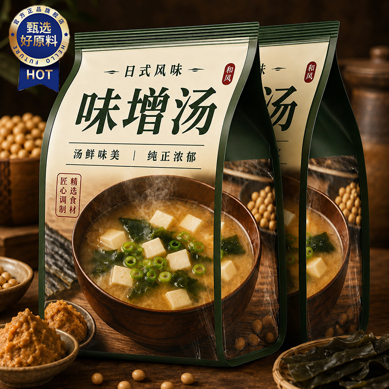 日本进口有机味增酱白味增汤鲜味噌日式速食0添加速溶汤料大酱汤