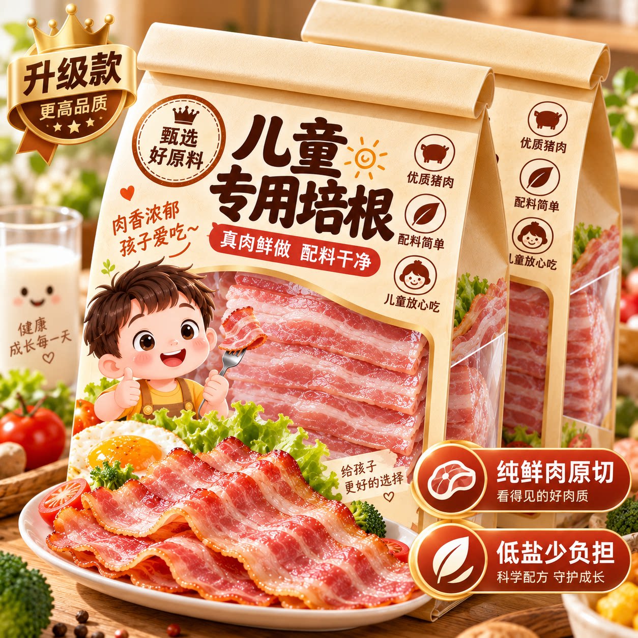 培根原切烟熏厚切培根三明治陪根片专用营养早餐配菜官方旗舰店