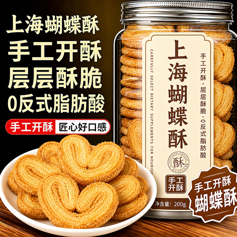 正宗上海国际饭店蝴蝶酥官方旗舰店老字号香港特产独立包装饼干