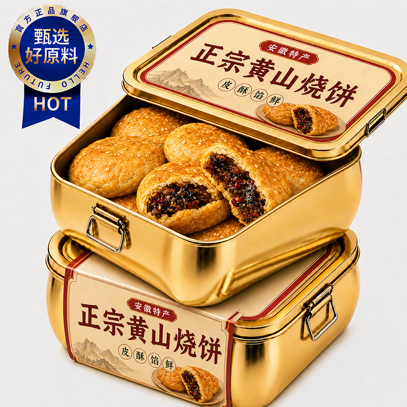 正宗安徽特产黄山梅干菜烧饼大个独立包装早餐零食酥饼官方旗舰店