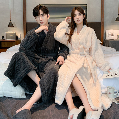 秋冬情侣加厚浴袍睡衣