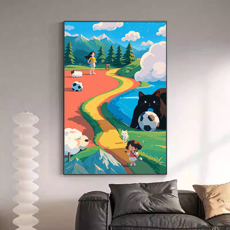 可爱卡通童趣抽象客厅沙发墙面装饰画卧室床头背景画壁画餐厅挂画图片