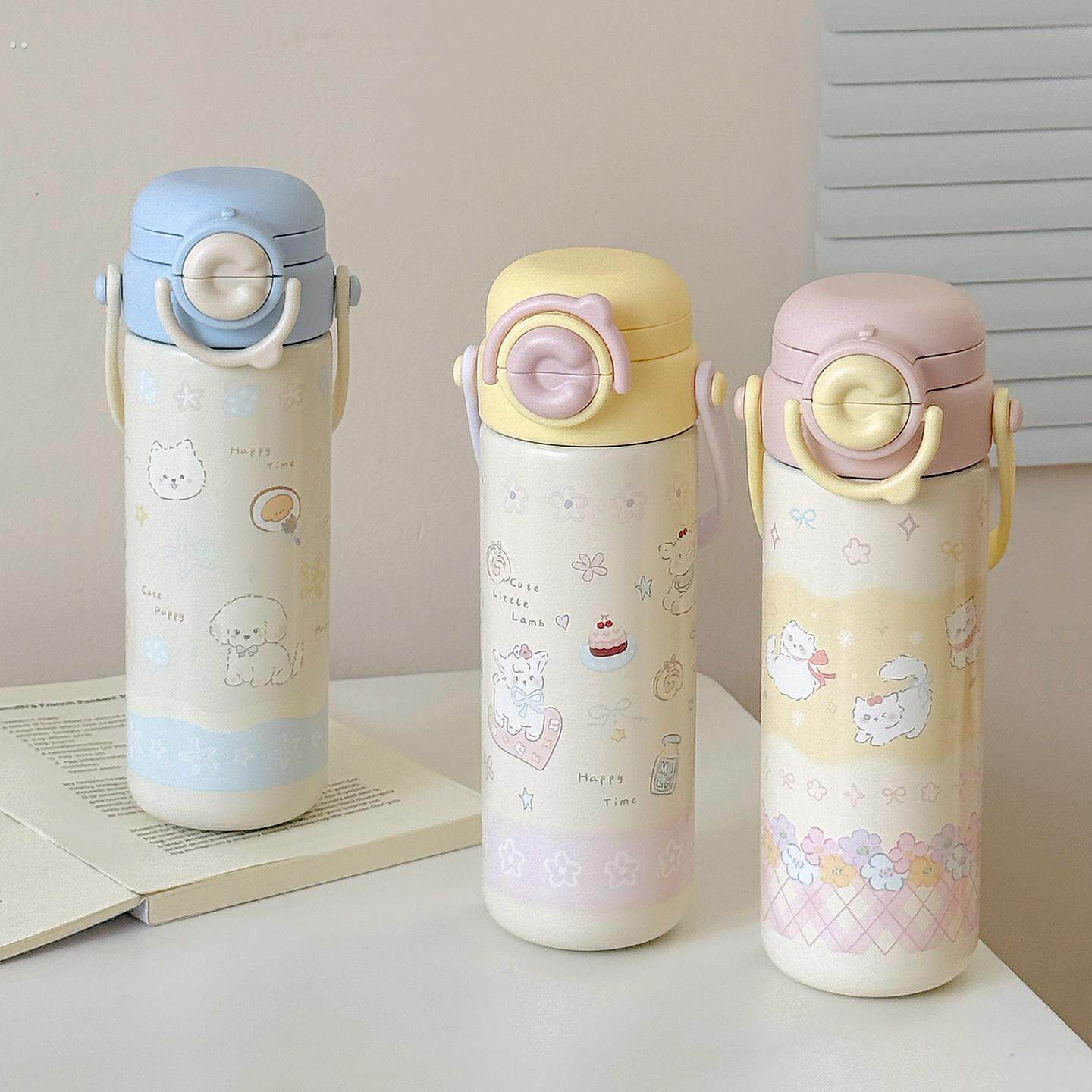 通吸管保温杯儿童学生可爱高颜值课外出大容量锈钢水杯