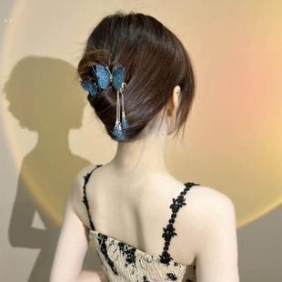 流苏女高级感后脑勺扭扭夹发夹发钗簪子发簪低丸子头盘发神器发饰