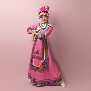 新款羌族服装女四川少数民族服饰彝族彝女衣服舞蹈特色演出服长裙