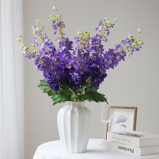高品质仿真花飞燕草单枝紫罗兰客厅绢花餐桌摆件假花家居装饰花艺