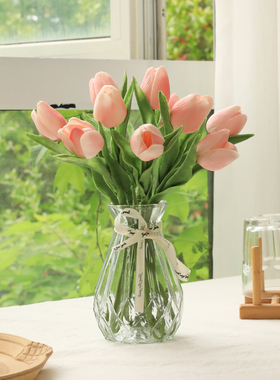 郁金香仿真花客厅摆件餐桌房间装饰摆设假花花束干花野餐拍照道具