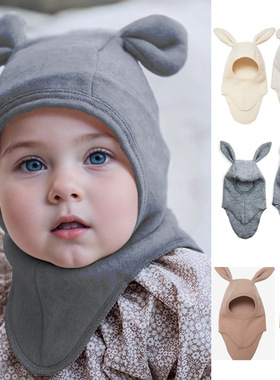 宝宝帽子2026丹麦春秋季洋气男童女童抓毛造型护耳帽婴儿套头帽