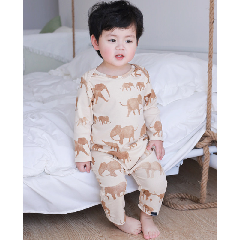 婴幼童春秋款睡衣男女童打底长袖爬服大象麋鹿宝宝连体衣儿童哈衣