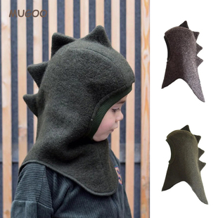 儿童帽可爱立体恐龙尖尖护耳帽男童女童冬季保暖防风套头帽护脖帽