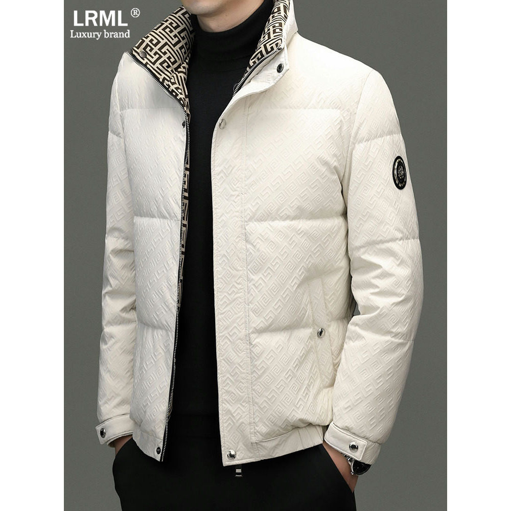 羽绒服男2025冬季立领短款商务休闲高端提花加厚保暖宽松百搭外套