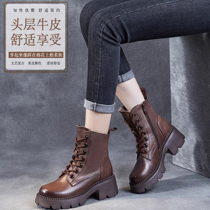 马丁靴女小个子增高高端优雅女鞋