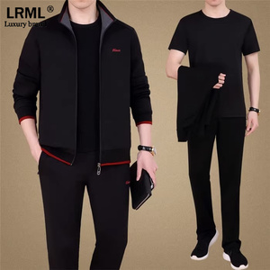运动套装高端男士春秋卫衣三件套中老年2023年新款舒适休闲装男