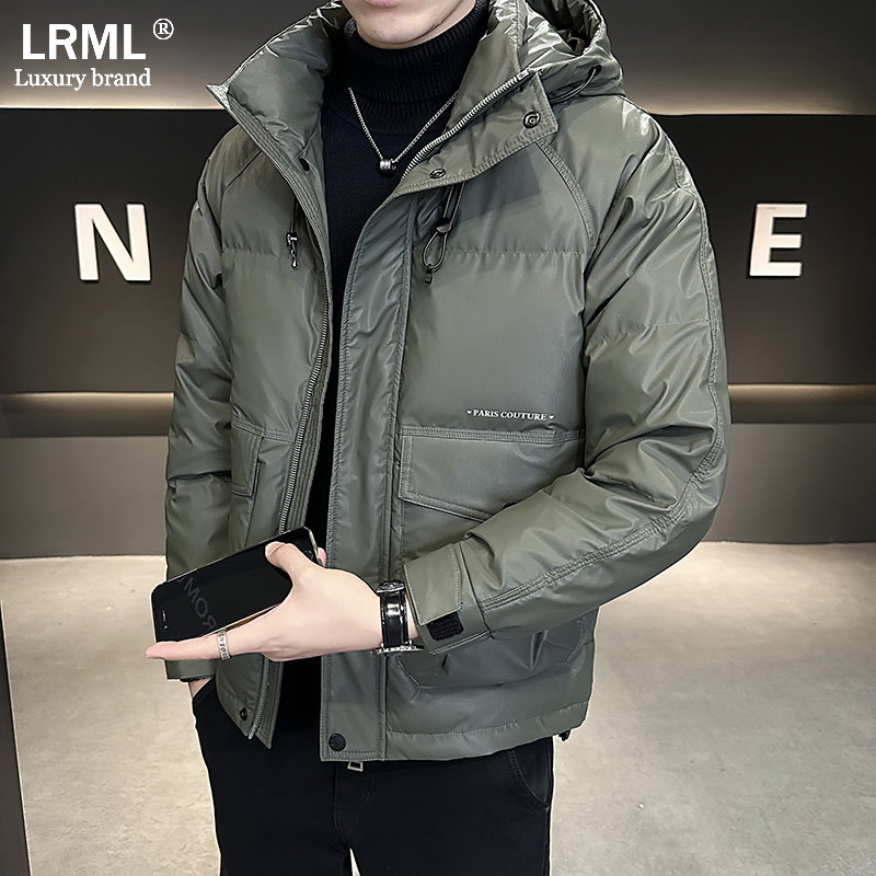 短款羽绒服男2025冬季新款连帽军绿色加厚轻薄高端户外保暖外套