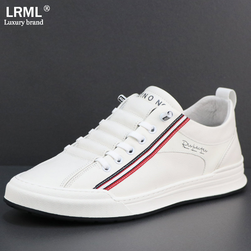 小白鞋男秋季潮流百搭头层牛皮休闲鞋透气一脚蹬软底轻便增高板鞋