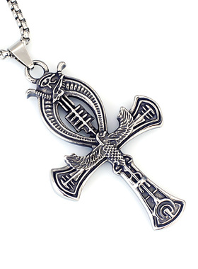新款欧美安卡钛钢吊坠男女维京十字架不锈钢饰品项链挂坠