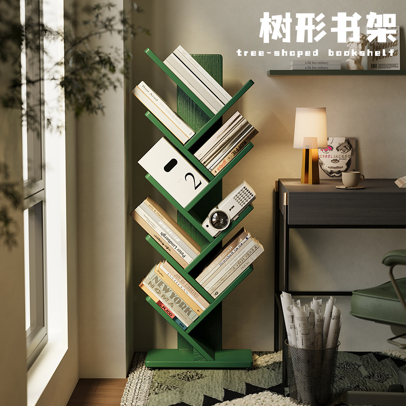 造生活实木客厅树形书架