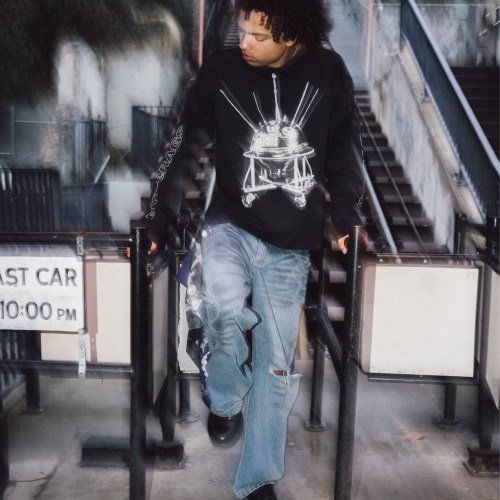 BYBèRAGS*PROJECTOR LONG-SLEEVE 印花假两件发射器复古洗水长袖