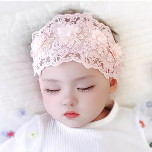 婴儿帽子夏季薄款甜美洋气公主小月龄女宝宝蕾丝假发发带护囟门帽