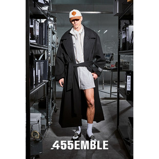 风衣外套男女同款 455EMBLE新款 高级成衣羊毛双面呢子睡袍大衣长款