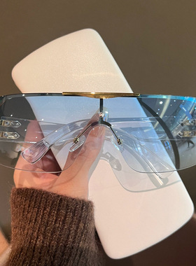 日本topwhit欧美大框太阳镜男士新款yk未来感切边墨镜司机驾驶