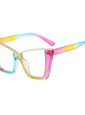 日本topwhit时尚三角猫眼平光镜防蓝光新款欧美ins眼镜架潮流